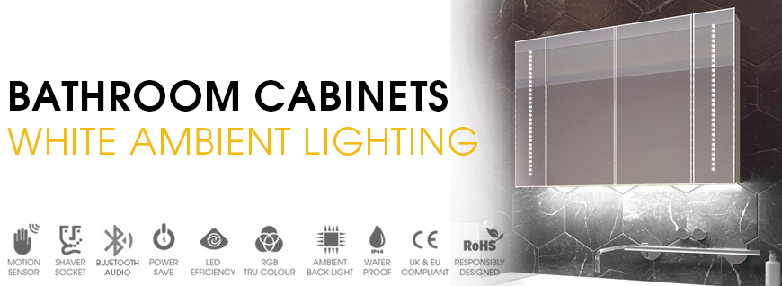 LED Bathroom Cabinets with White Ambient Lighting LED Bathroom Cabinets with White Ambient Lighting