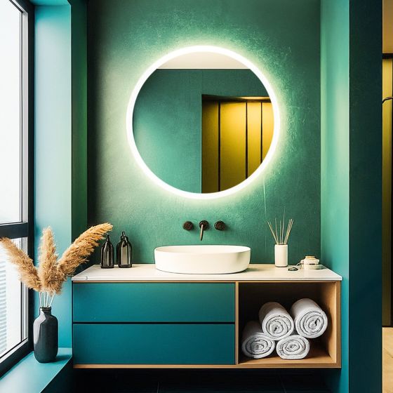 Round Halo Edge Bathroom Mirror (Shaver)